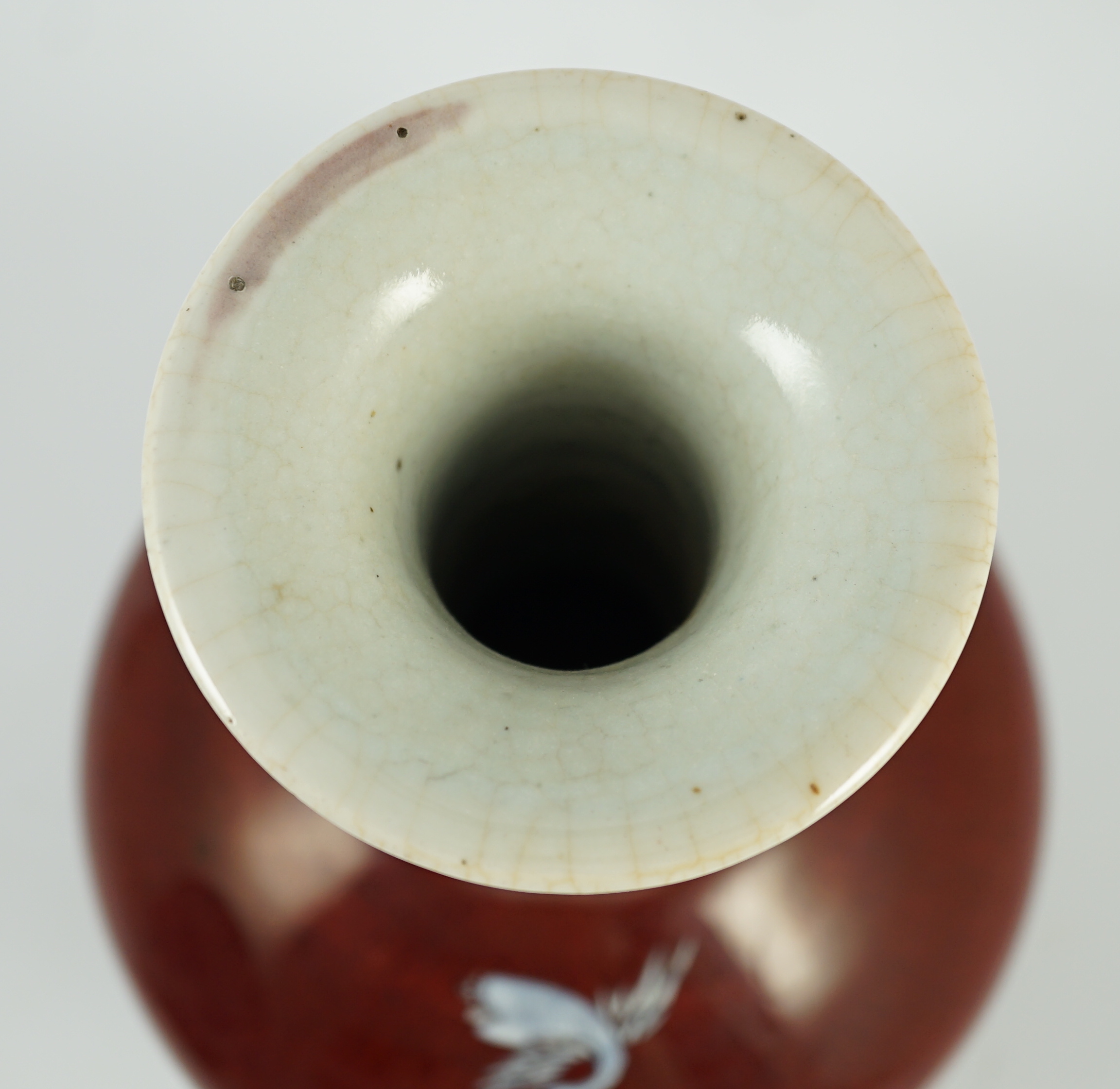 A Chinese sang-de-boeuf glazed and ‘He Xiangu’ enamelled vase, 19th century